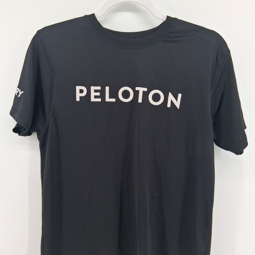 Peloton Black Short Sleeve Tee with White Chest Logo - Men's